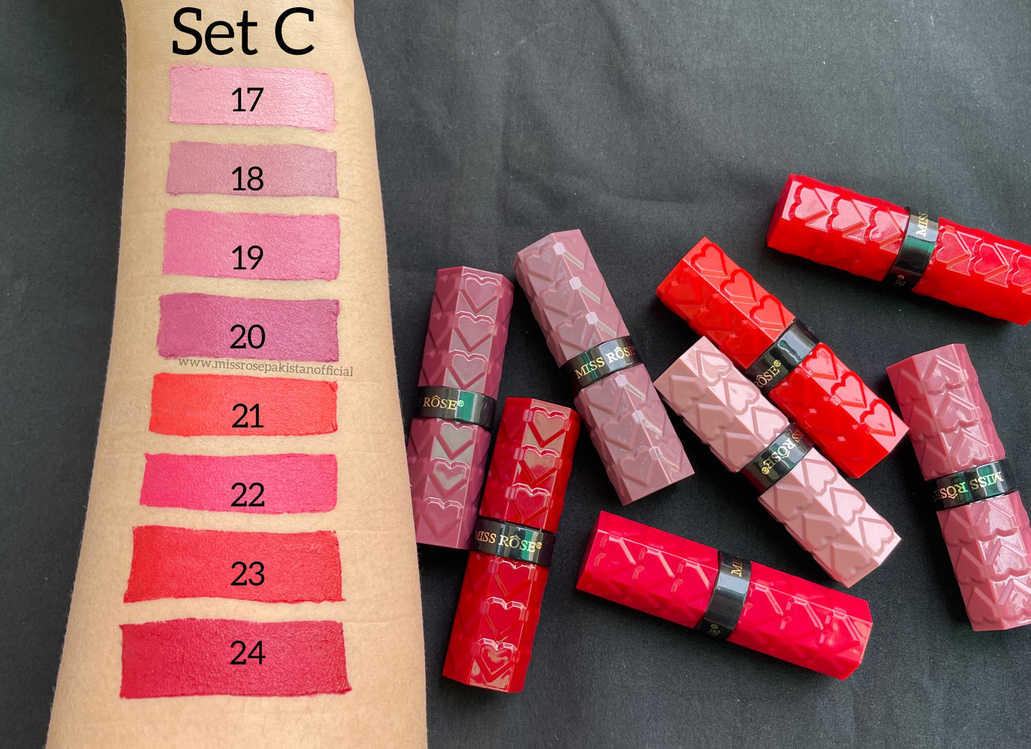 Miss Rose Hearts Lipstick Pack of 8