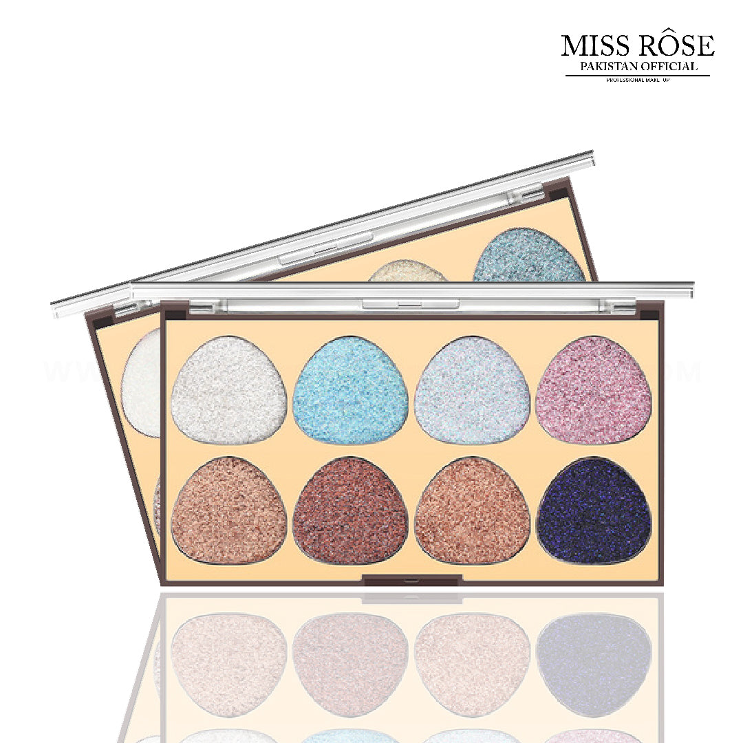 Miss Rose 8 Color Oval Glitter Eyeshadow Palette