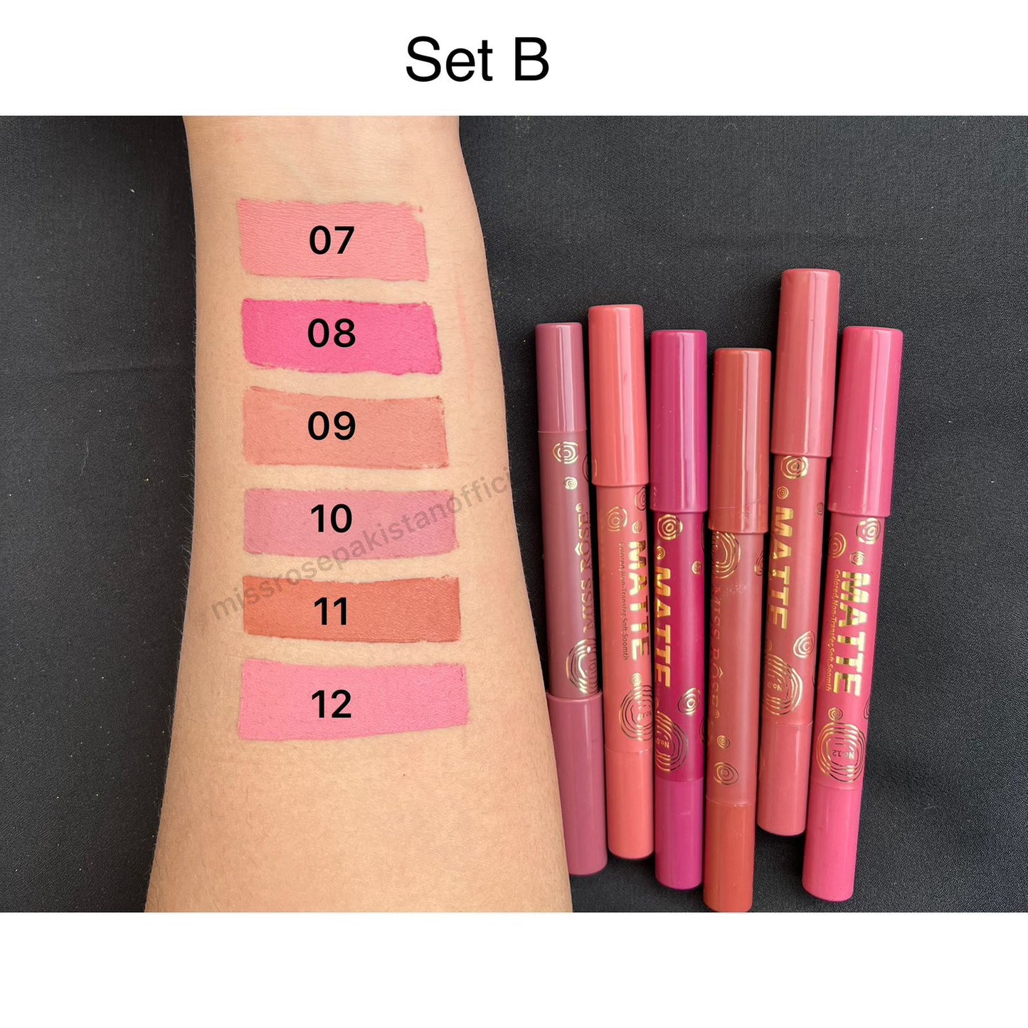 Miss Rose 24-Hour Lipstick Pen Set of 6