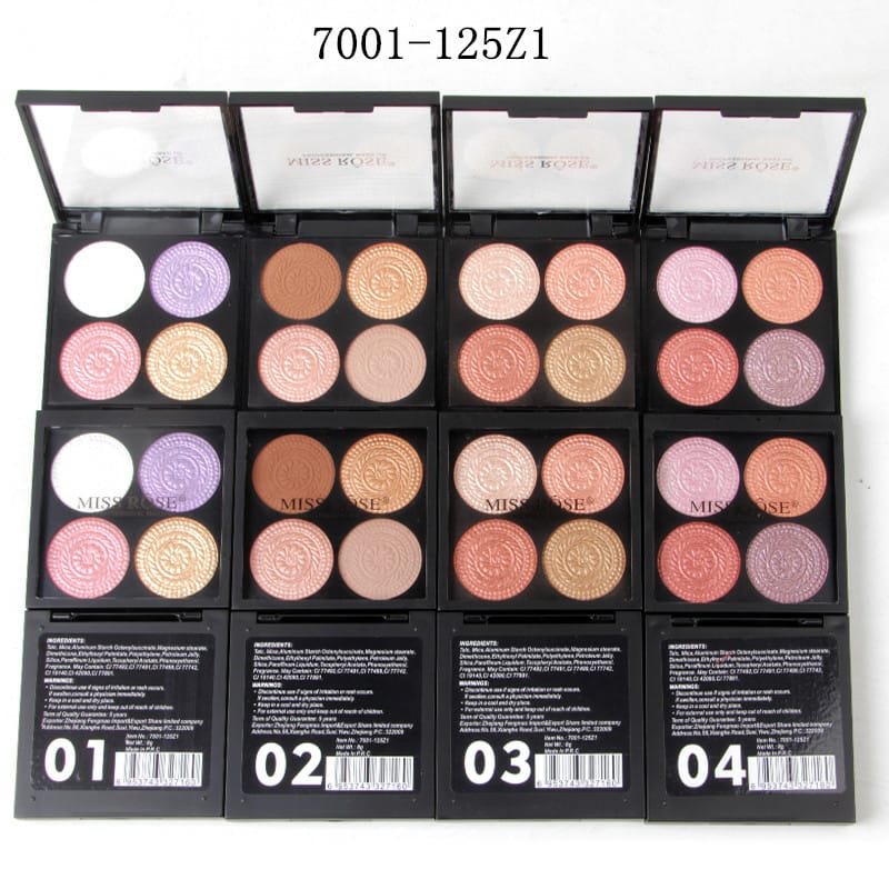 4 Color Eyeshadow and Highlighter Palette - Round
